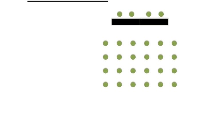 Meeting Room A Layout Diagram. Black rectangles represent tables and green circles represent chairs.